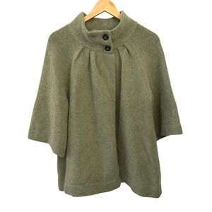 Elena Solano Knit Cardigan Woman 1X Green Excellent Lambswool Angora Mock Neck